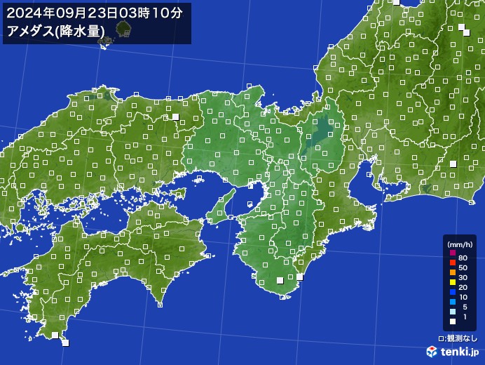 近畿地方のアメダス実況(降水量) - 日本気象協会 tenki.jp