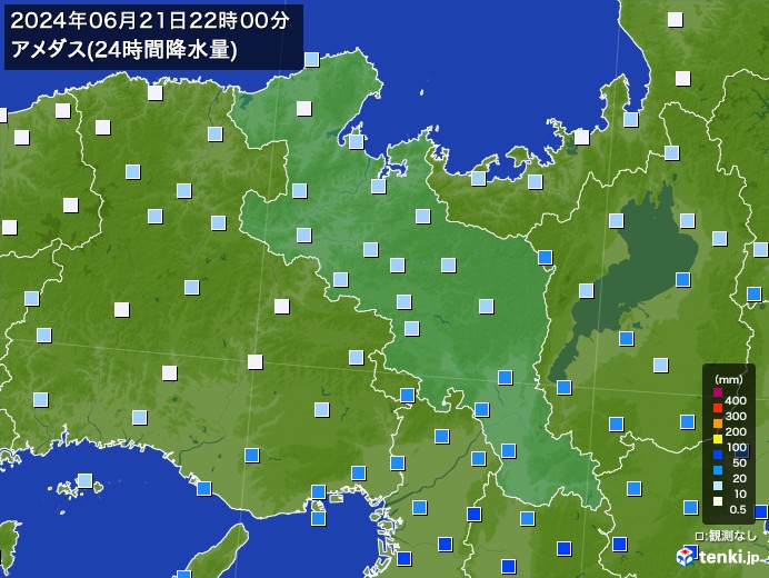 京都府のアメダス合計降水量(24時間)