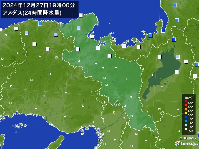 京都府のアメダス合計降水量(24時間)