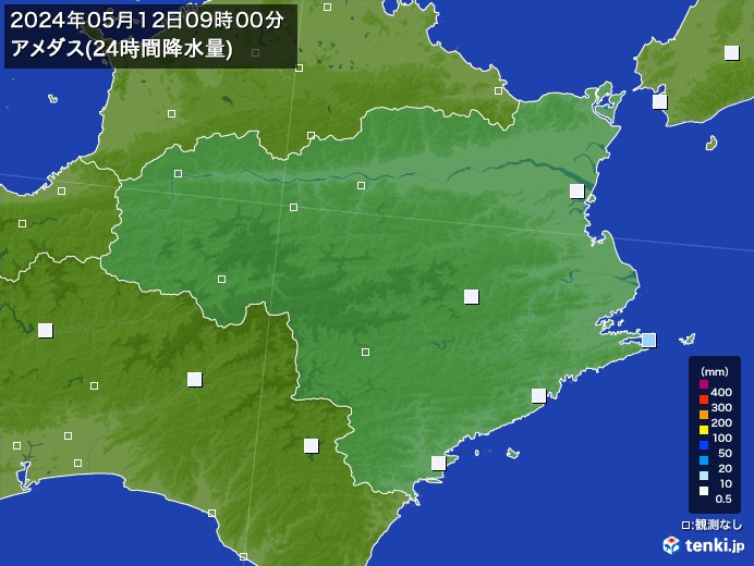徳島県のアメダス合計降水量(24時間)