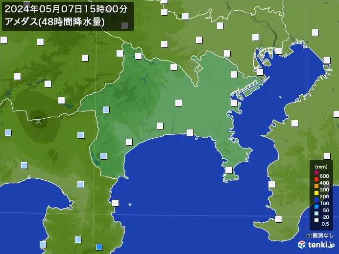 神奈川県のアメダス合計降水量(48時間)