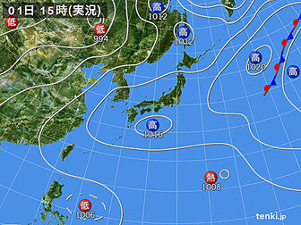 実況天気図(1日前)