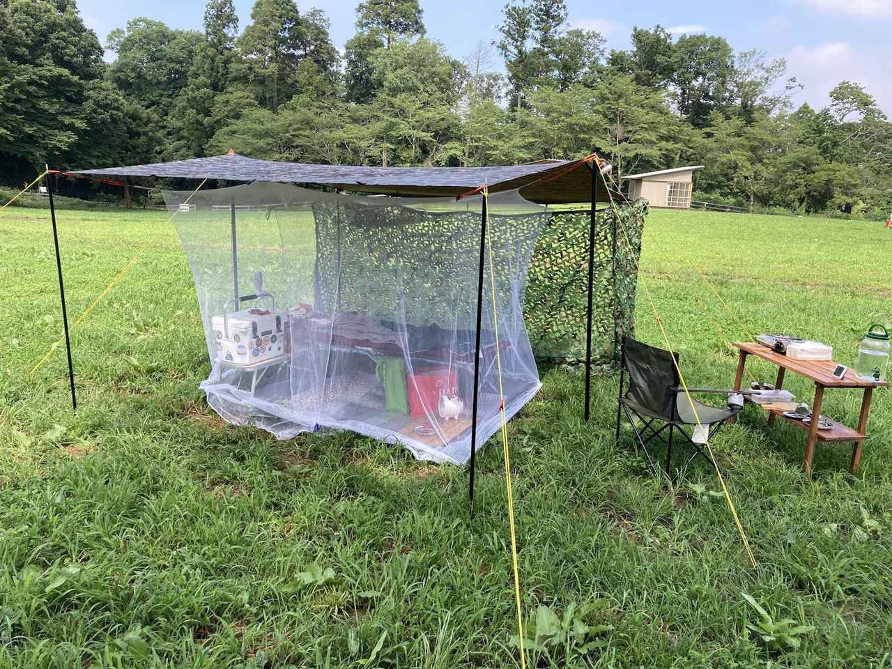 タープ泊で夏キャンプを快適に！蚊帳とコットで虫対策　雨対策についてもご紹介(お役立ちキャンプ情報 2021年07月30日)