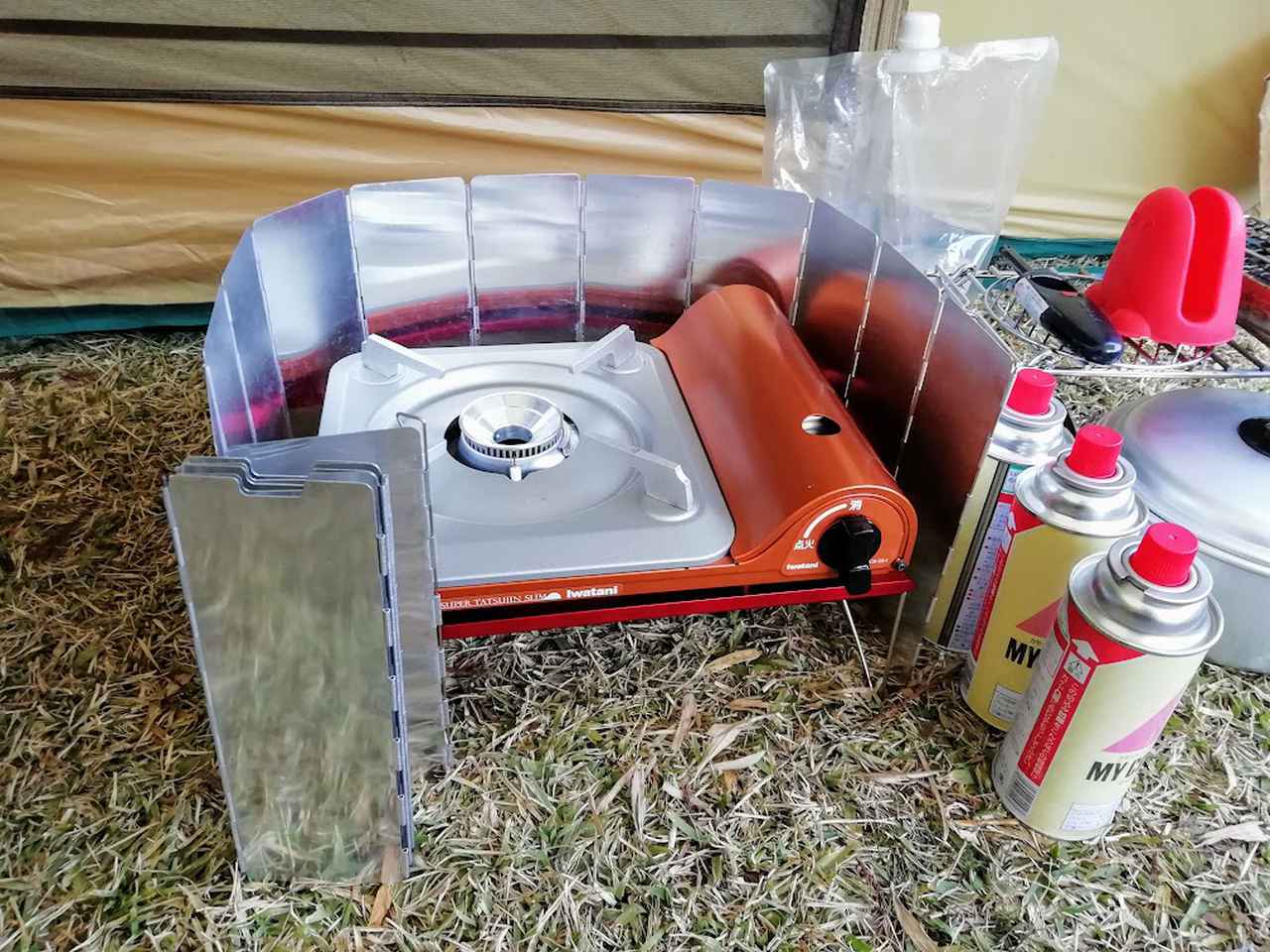 画像: 筆者撮影 ファミリーキャンプでは安定するカセットコンロが安心♪