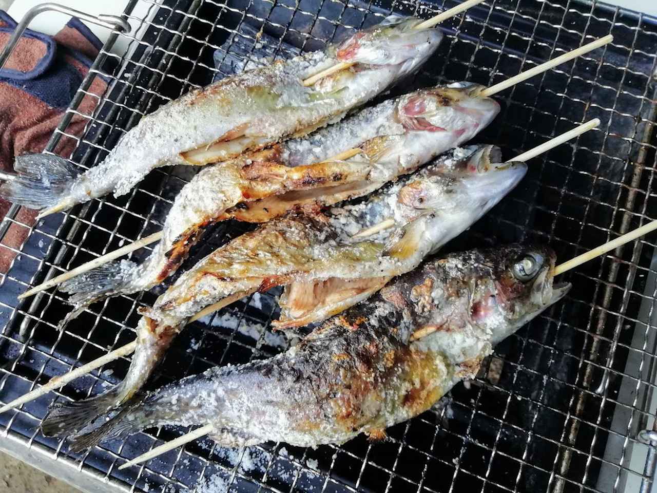 画像: 筆者撮影 釣ったばかりのお魚を炭火で頂くのは絶品です♪