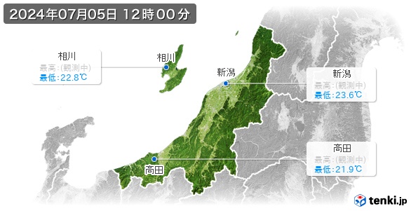 新潟県の実況天気 今日の最高 最低気温 日本気象協会 Tenki Jp