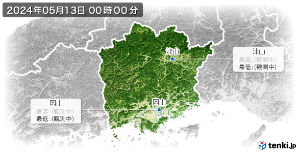 岡山県の最高・最低気温(全国)