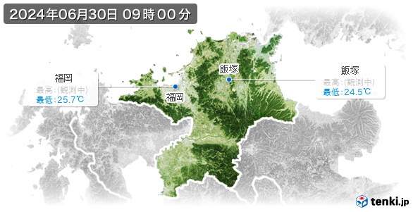 福岡県の最高・最低気温(全国)