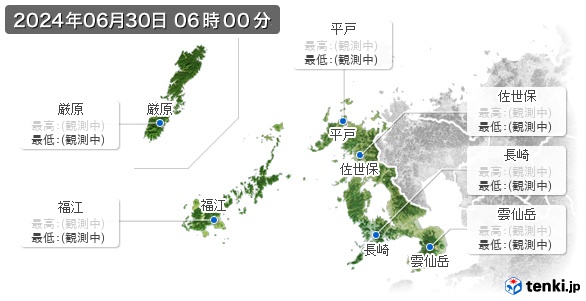 長崎県の最高・最低気温(全国)