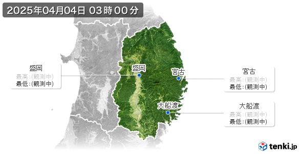 岩手県の最高・最低気温(全国)