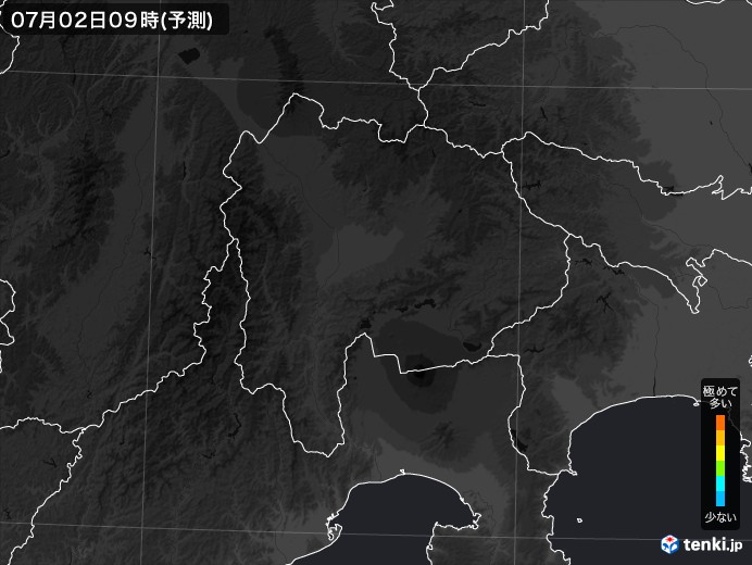 山梨県のPM2.5分布予測