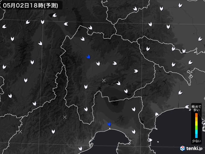 山梨県のPM2.5分布予測