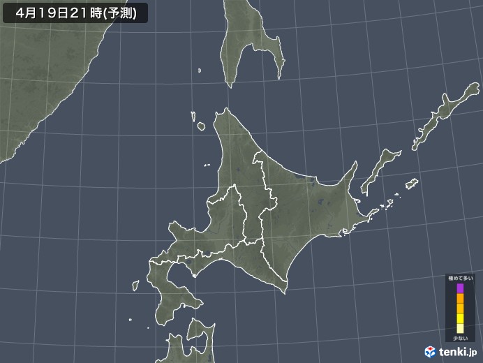 北海道地方のヒノキ花粉 飛散予測マップ 2024