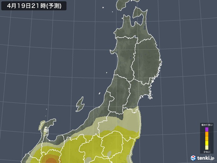 東北地方のヒノキ花粉飛散予測マップ 2024