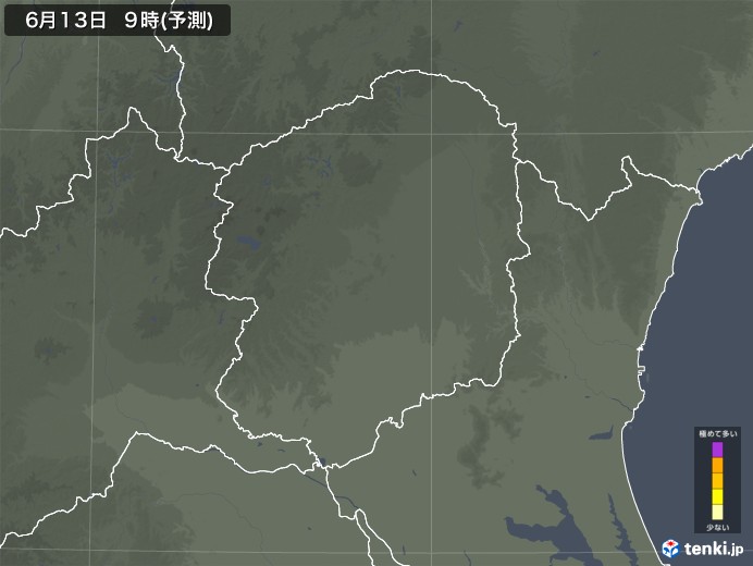 栃木県のヒノキ花粉 飛散予測マップ 2025