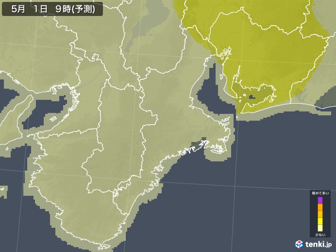 三重県のヒノキ花粉飛散予測マップ 2025
