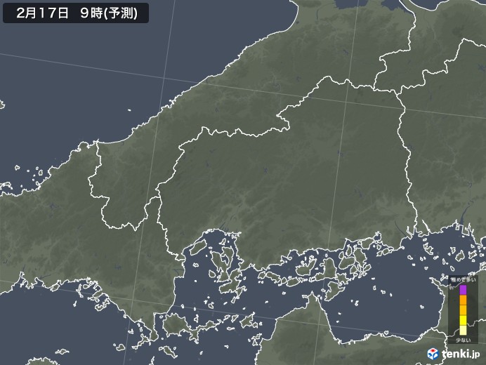 広島県のヒノキ花粉 飛散予測マップ 2025