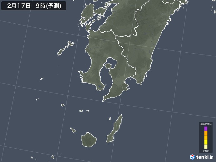 鹿児島県のヒノキ花粉 飛散予測マップ 2025