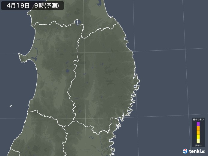 岩手県のヒノキ花粉 飛散予測マップ 2024