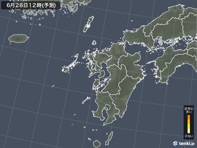 九州地方のヒノキ花粉飛散予測マップ 2024
