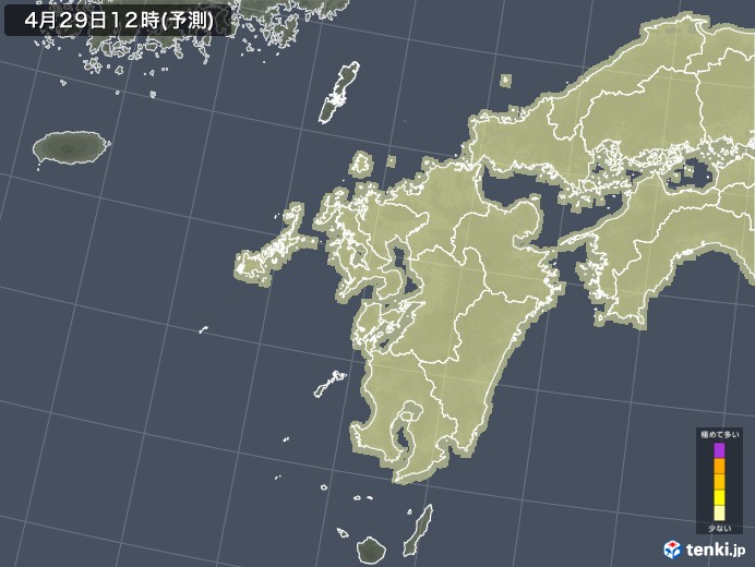 九州地方のヒノキ花粉飛散予測マップ 2024