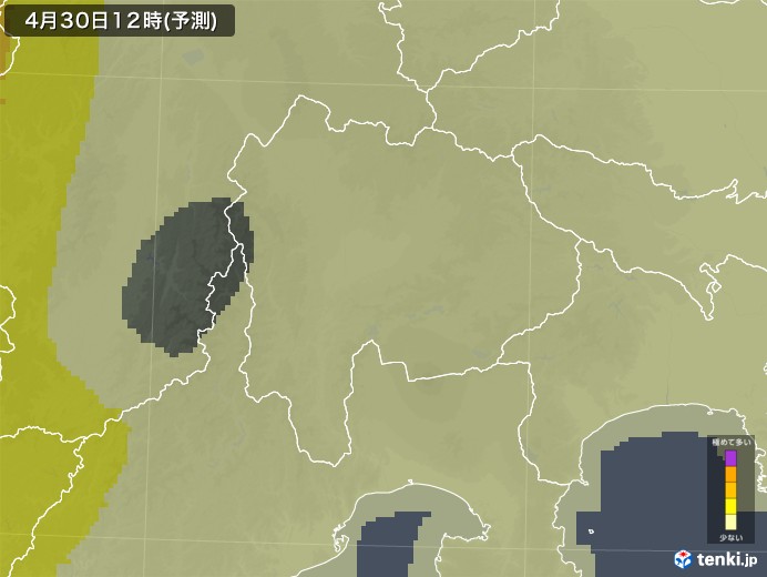 山梨県のヒノキ花粉 飛散予測マップ 2024