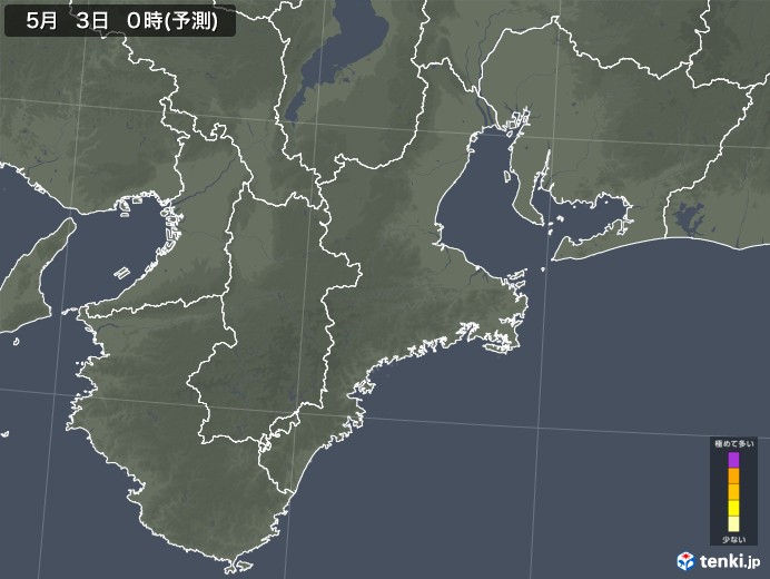 三重県のヒノキ花粉 飛散予測マップ 2025