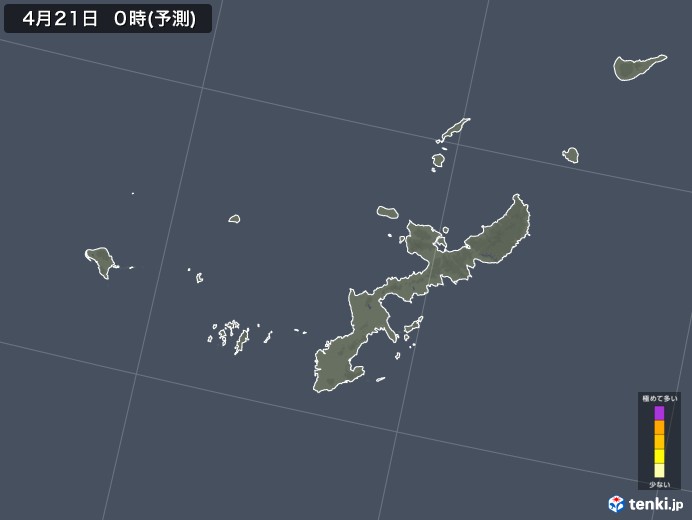 沖縄県のヒノキ花粉 飛散予測マップ 2024