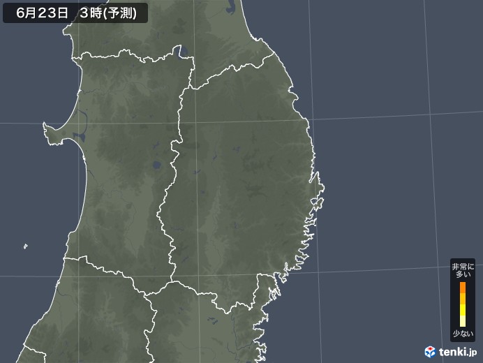 岩手県のヒノキ花粉 飛散予測マップ 2024