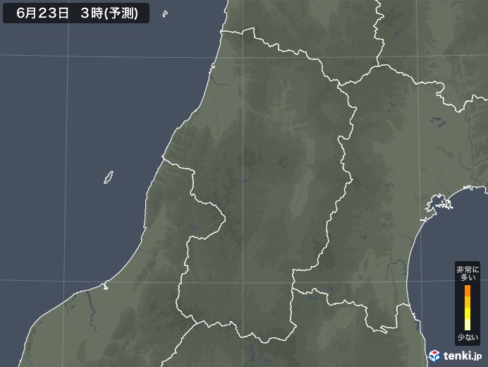 山形県のヒノキ花粉 飛散予測マップ 2024
