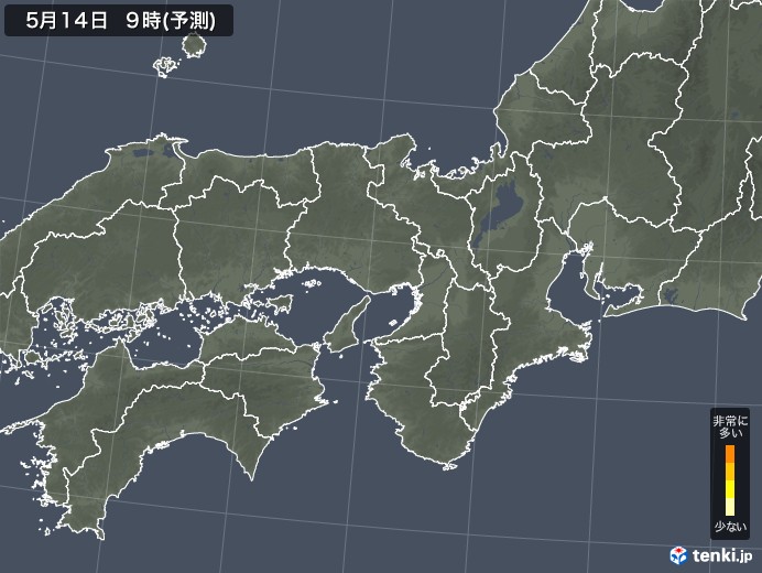 近畿地方のヒノキ花粉 飛散予測マップ 2024