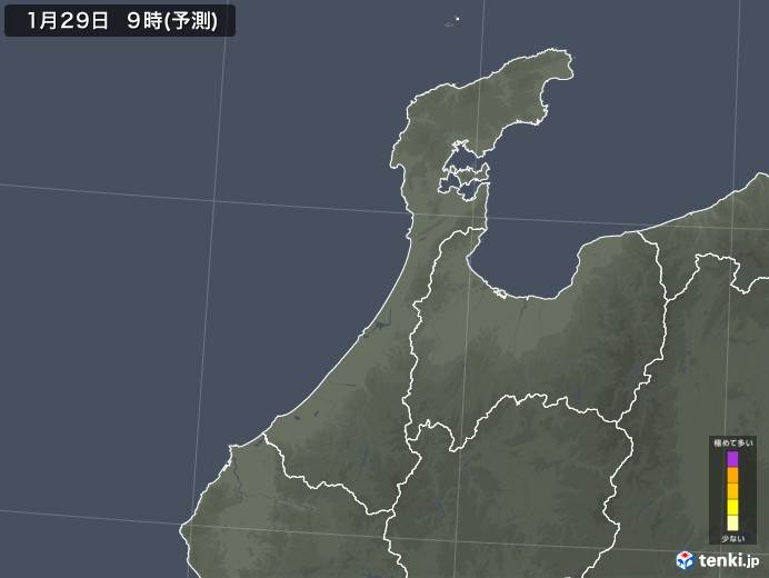 石川県のヒノキ花粉 飛散予測マップ 2025