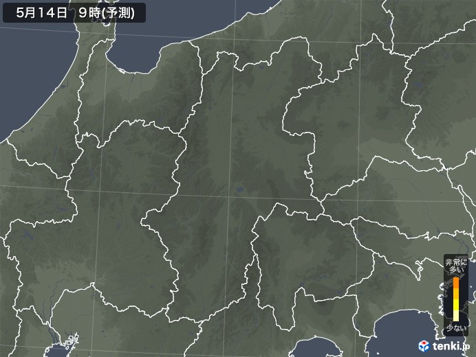 長野県のヒノキ花粉飛散予測マップ 2024