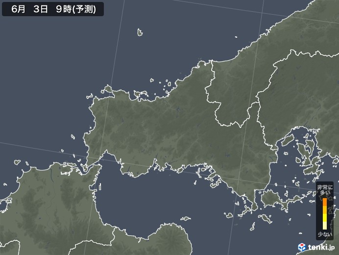 山口県のヒノキ花粉 飛散予測マップ 2024
