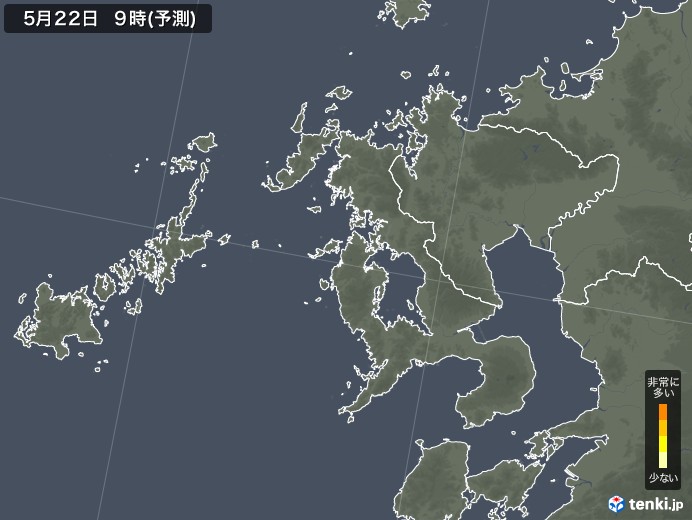 長崎県のヒノキ花粉飛散予測マップ 2024
