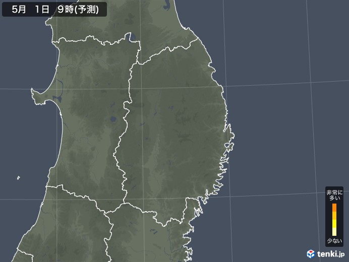 岩手県のヒノキ花粉 飛散予測マップ 2023