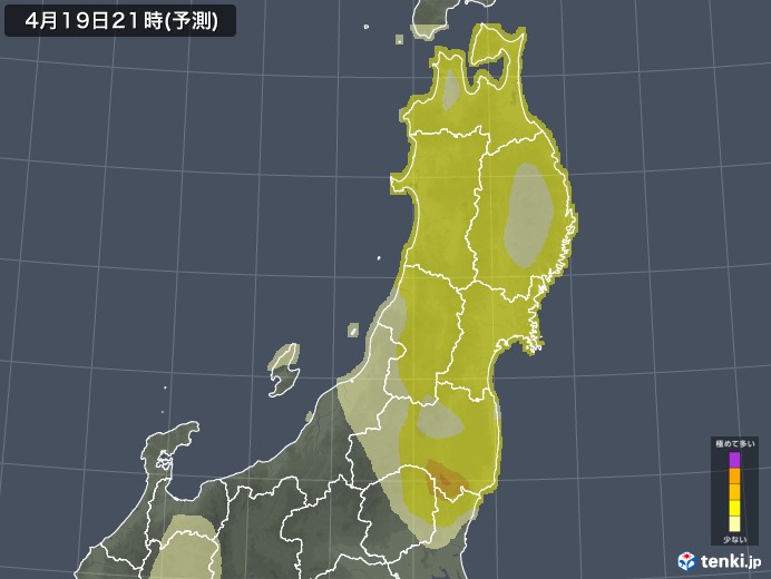 東北地方のスギ花粉 飛散予測マップ 2024