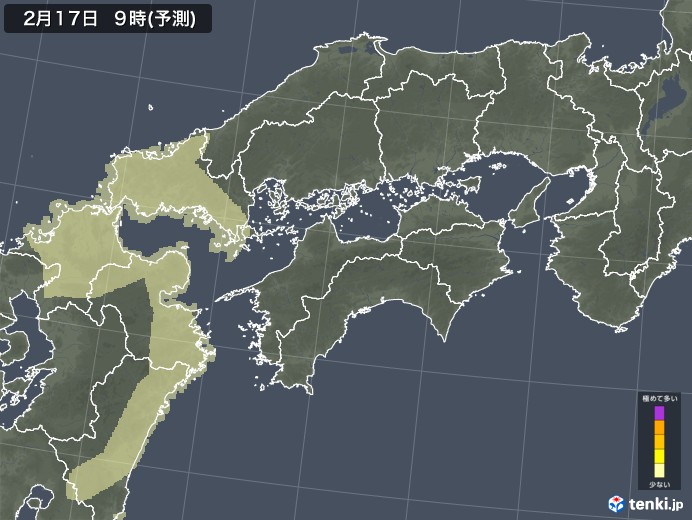 四国地方のスギ花粉 飛散予測マップ 2025