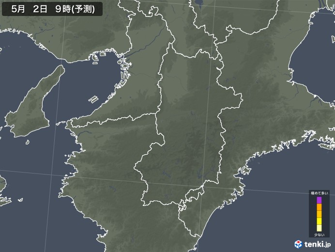 奈良県のスギ花粉 飛散予測マップ 2025