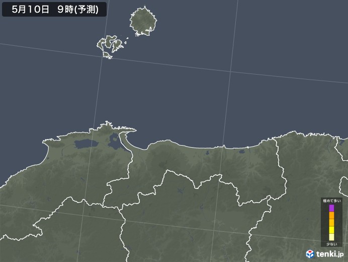 鳥取県のスギ花粉 飛散予測マップ 2024