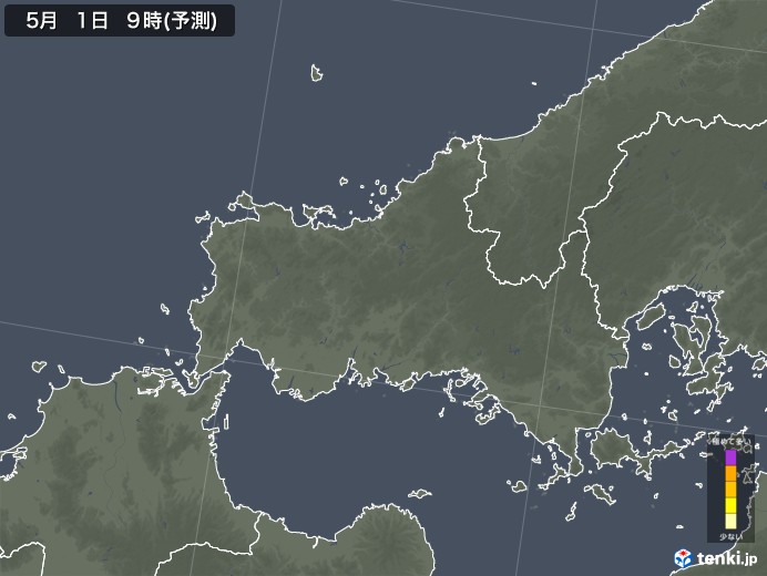 山口県のスギ花粉飛散予測マップ 2025