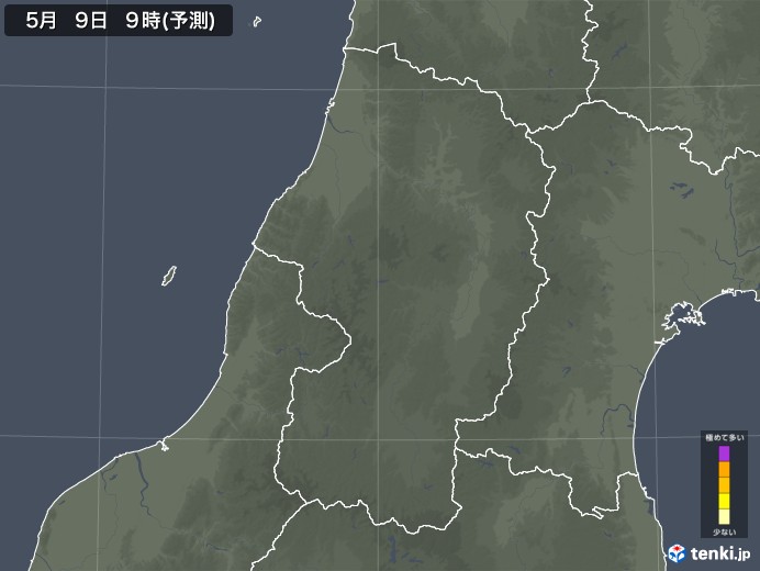 山形県のスギ花粉 飛散予測マップ 2025