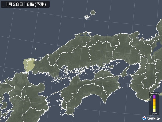 中国地方のスギ花粉 飛散予測マップ 2024