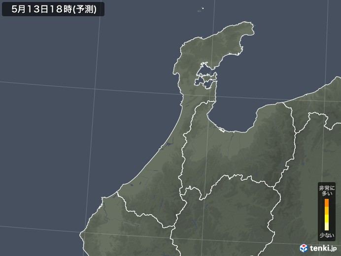 石川県のスギ花粉 飛散予測マップ 2024