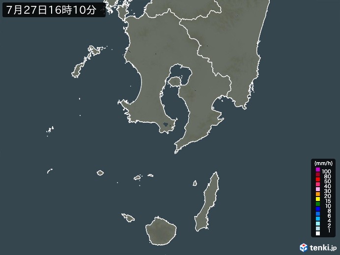 鹿児島県の雨雲レーダー(実況)