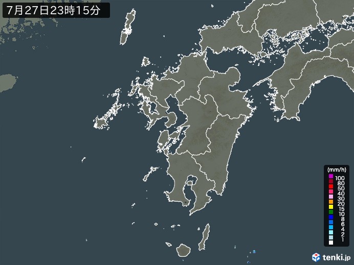 九州地方の雨雲レーダー(実況)