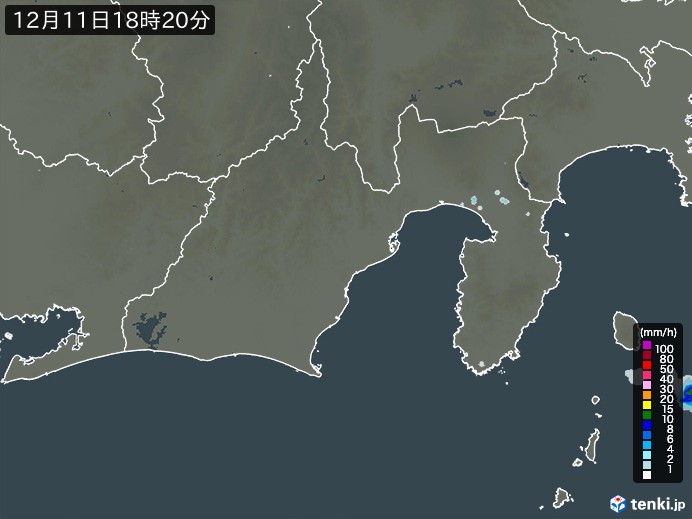 静岡県の雨雲レーダー(実況)