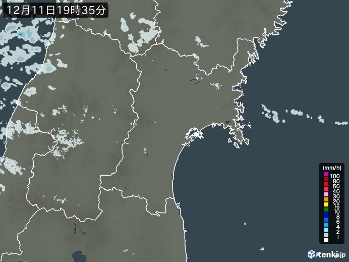 宮城県の雨雲レーダー(実況)