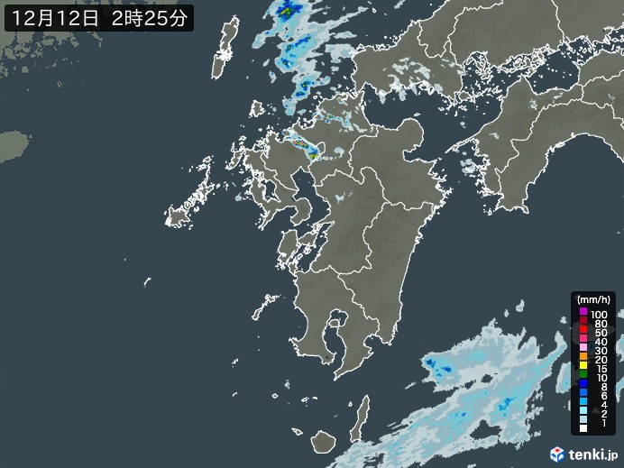 九州地方の雨雲レーダー(実況)