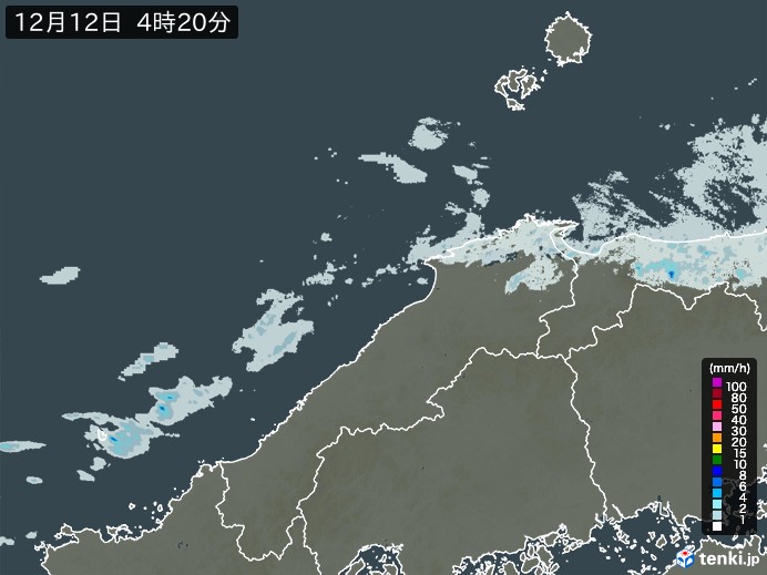 島根県の雨雲レーダー(実況)